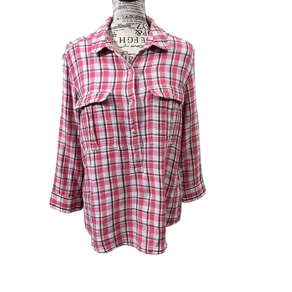 Caslon Pink and White Plaid Shirt